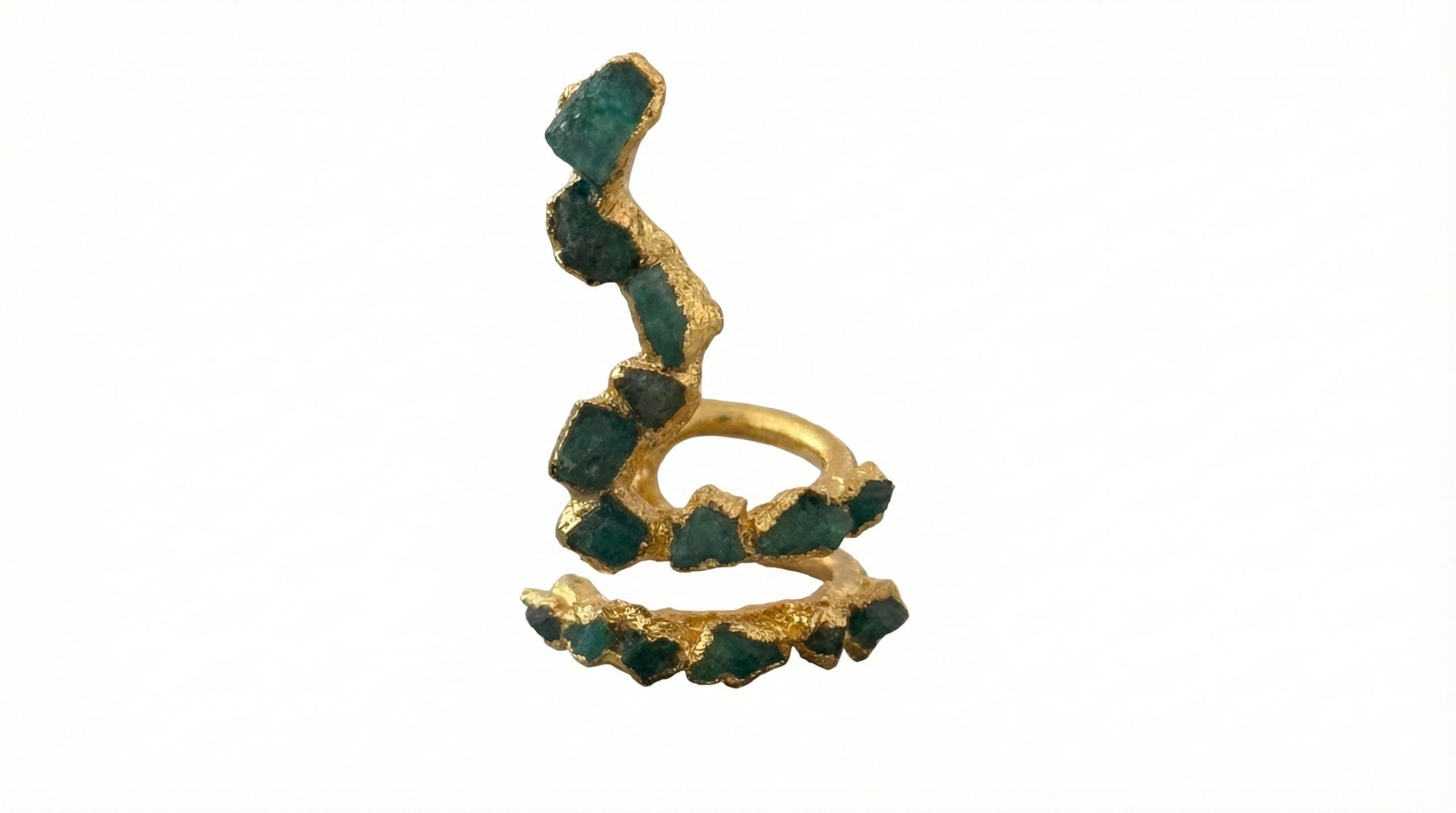 Earcuff Snake 24k Gold Plated W/ Raw Colombian Emeralds