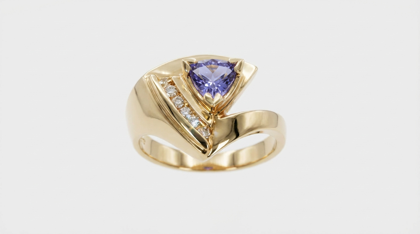 Tanzanite 0.50 Ct 0.15 Diamnd 14K Yellow Gold